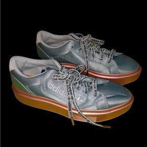 Spring 2021 Adidas Sleek Collection - Satiny Blue with a Rose Gold sole.